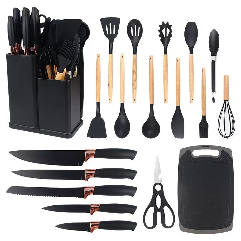 silicone kitchenware 19 piece set non-stick cooking spatula and spoon