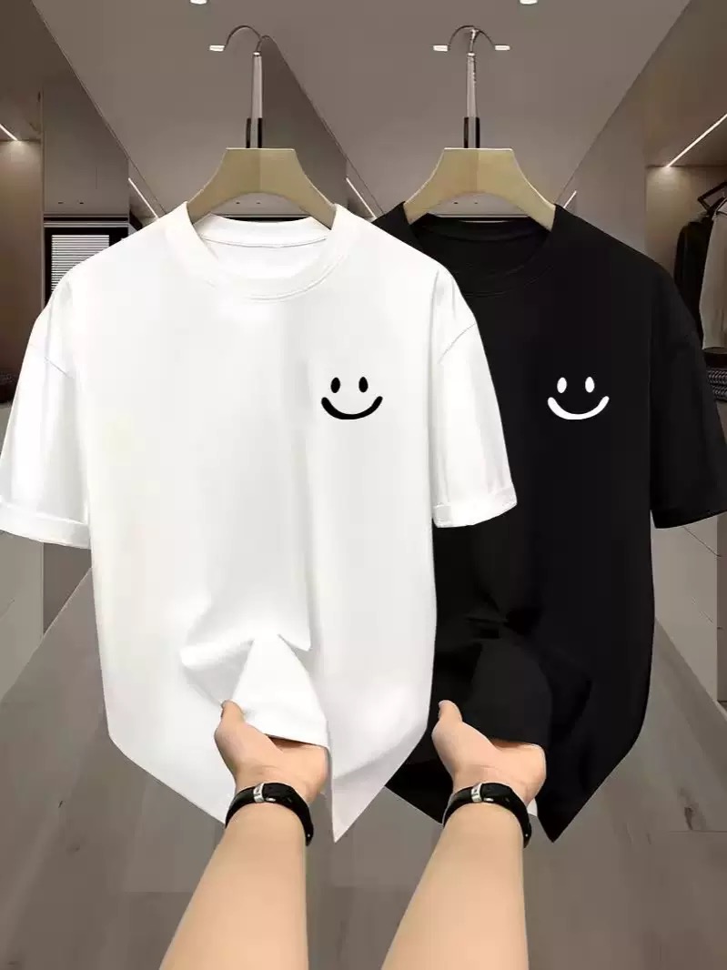 Summer Black Ice Silk Hong Kong Style Couple T-Shirt