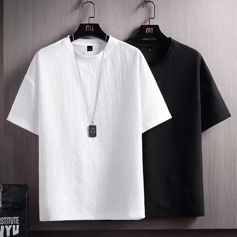 Men's Japanese Loose Fit Solid Color Short-Sleeved T-Shirt