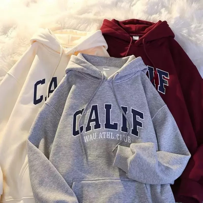 Men's American Fleece-Lined Hooded Sweatshirt Loose Cityboy Jacket