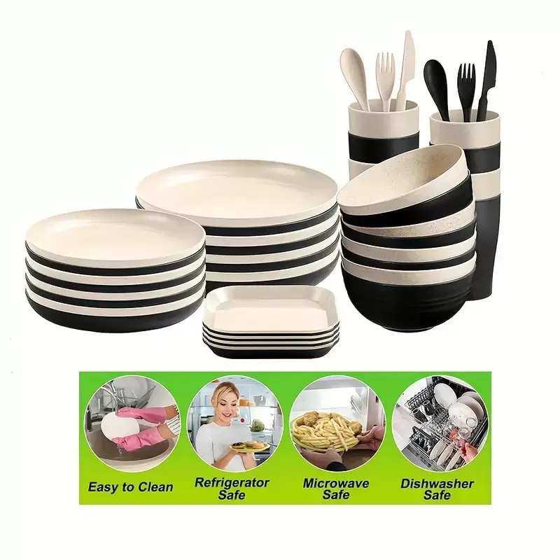 Drop-Resistant Plastic Rice & Noodle Bowl Set (64 Pieces)