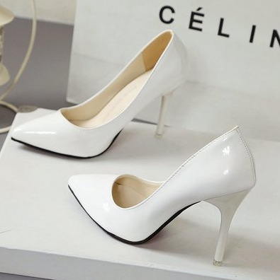 European Station Nude Stiletto High Heels Pointed Toe Black Work Shoes