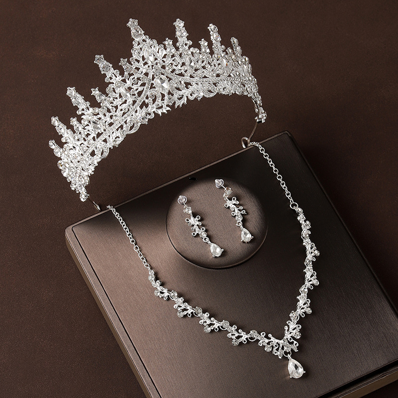 Crown Tiara Necklace Earrings