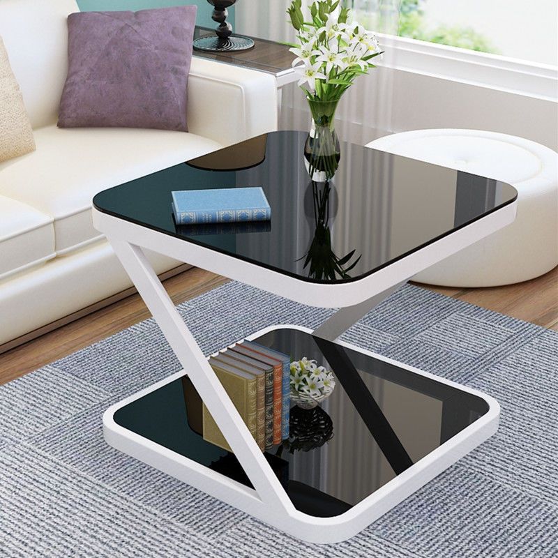 Living Room Light Luxury Square Sofa, Small Apartment Bedroom Table, Coffee Table, Modern Mini Minimalist Tempered Glass