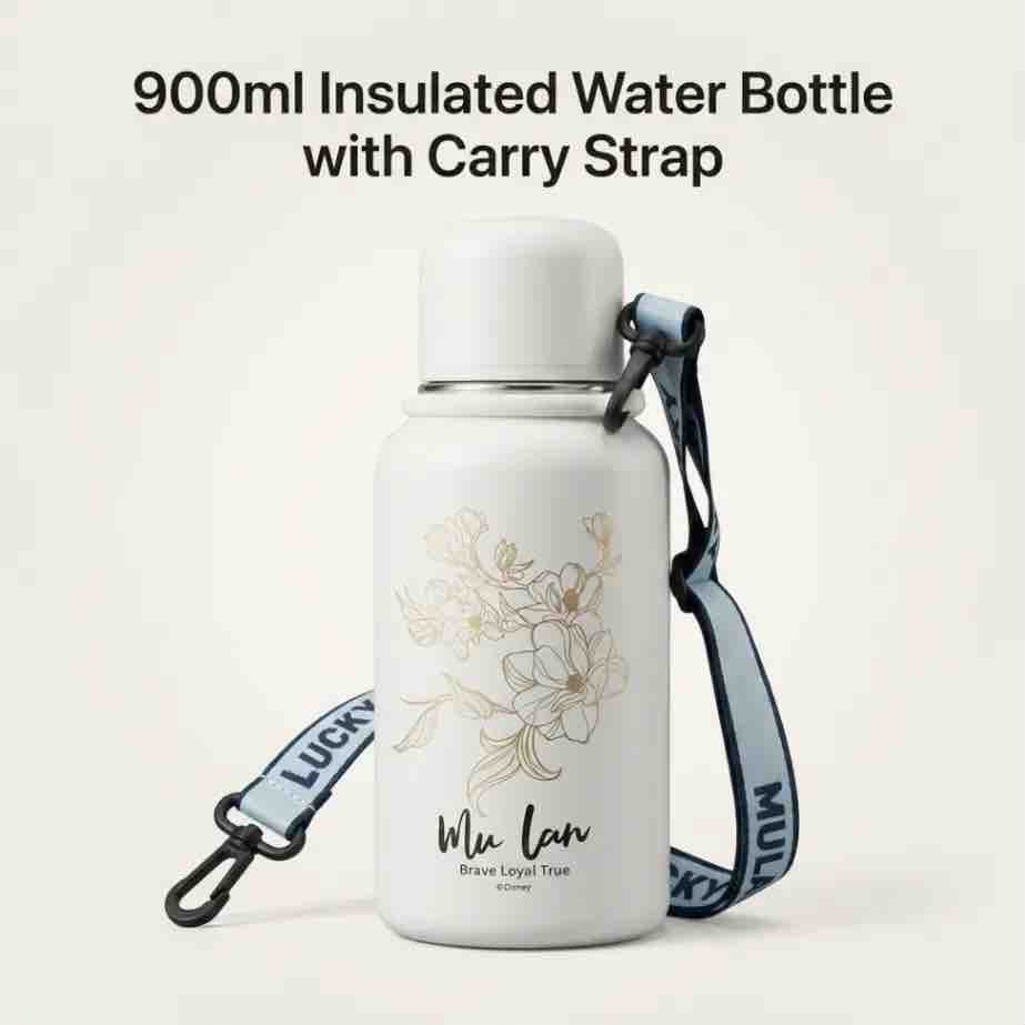 900ml Insulated Water Bottle With Carry Strap