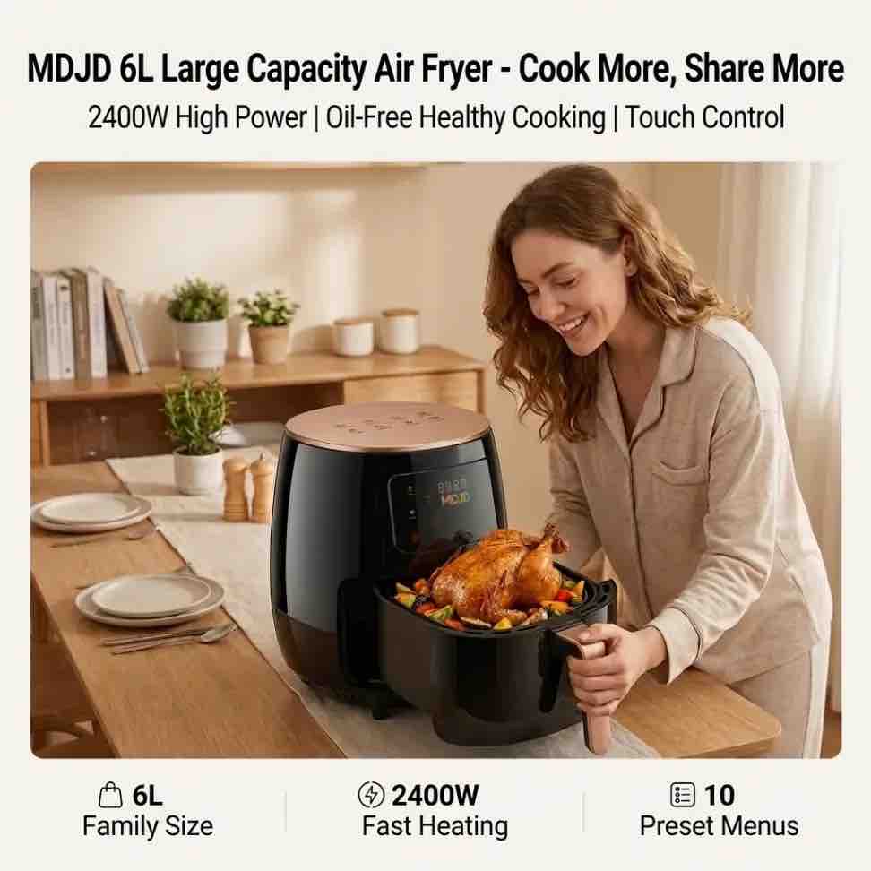 MDJD 6L Large Capacity Air Fryer