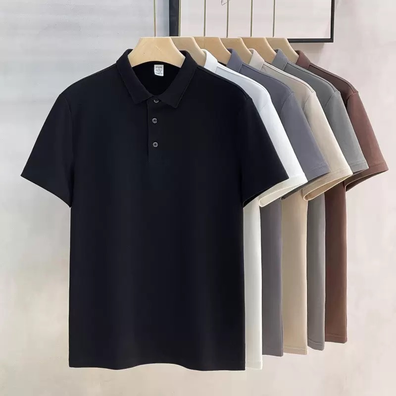 Heavy Cotton Solid Color Shirt with a Turn-Down Collar, Light Business Style Short-Sleeve Shirt,