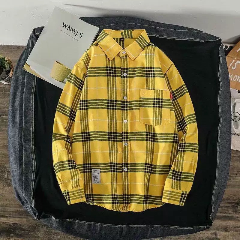 Autumn Plaid Shirt Men's Spring and Autum Casual Thin Jacket Men's Long-Sleeved Shirt