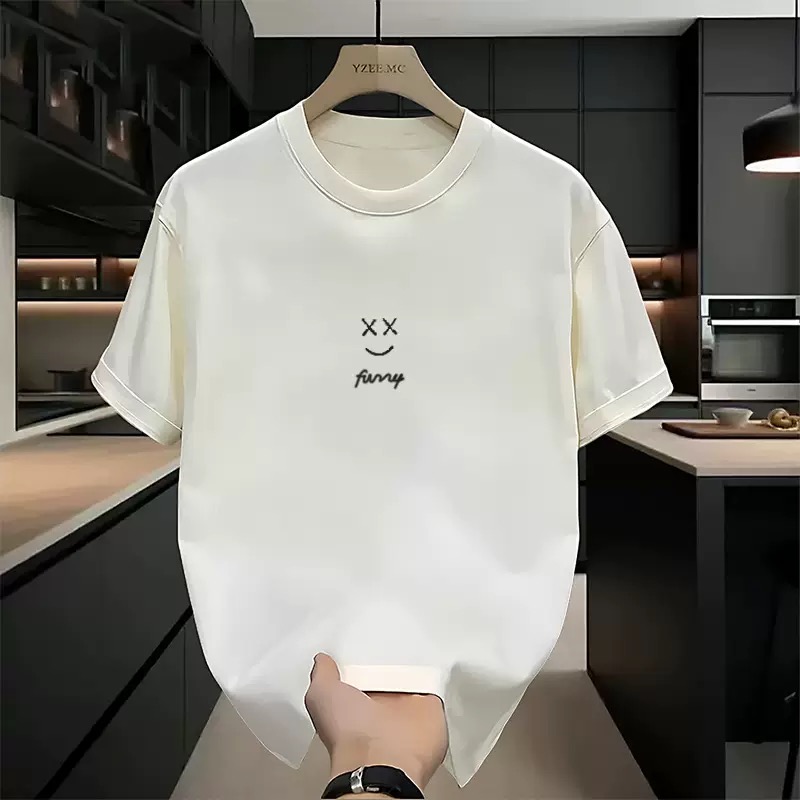 Trendy Pure Cotton Short-Sleeve T-Shirt Unisex Loose Round Neck Half-Sleeve Fashion