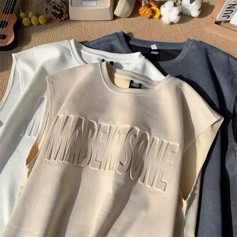 Summer New Lazy Style Casual Loose Pit Sleeveless T-shirt Sweatshirt Men's