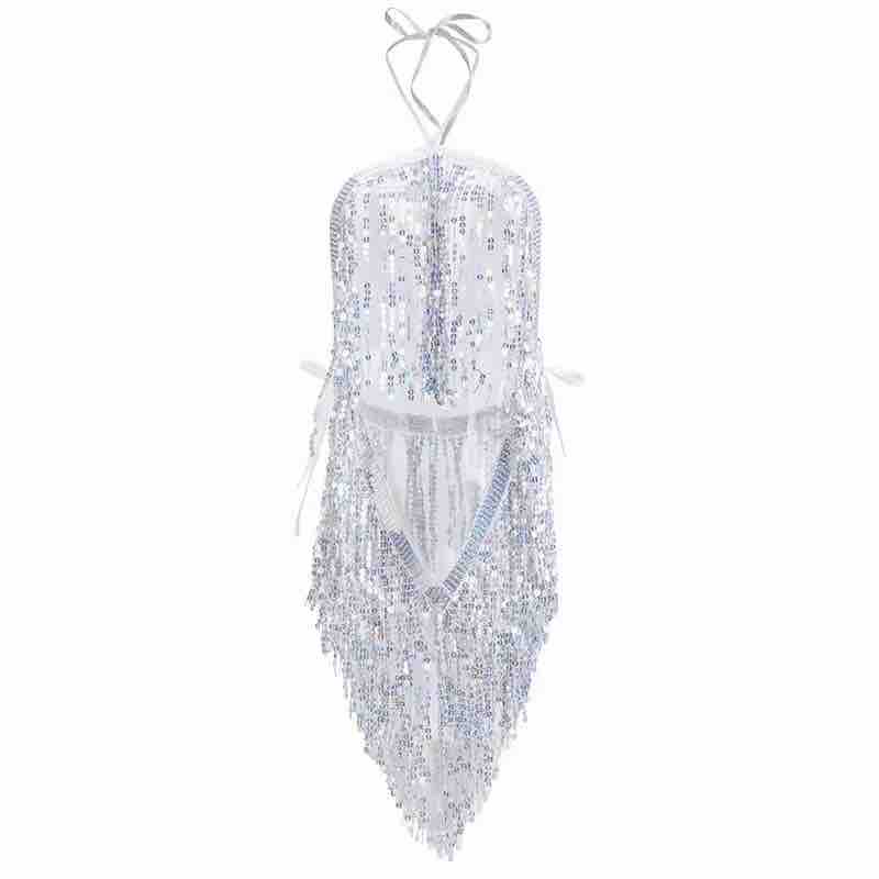 Hollow Latina Sequined Fringe Skirt