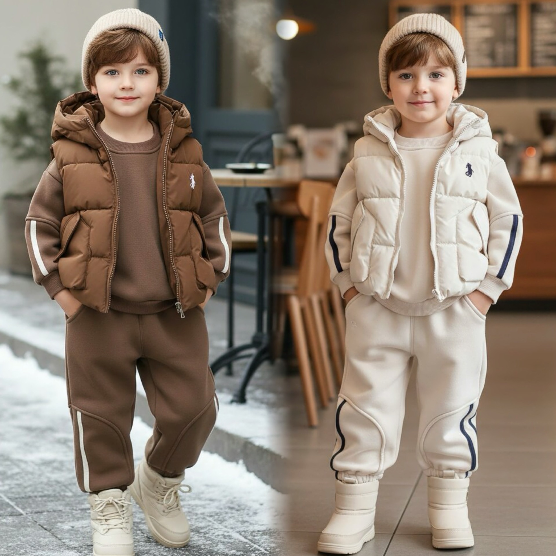 Boys' Winter Outfit with Hooded Vest 120 cm